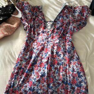 super cute Japna floral  blue and red dress